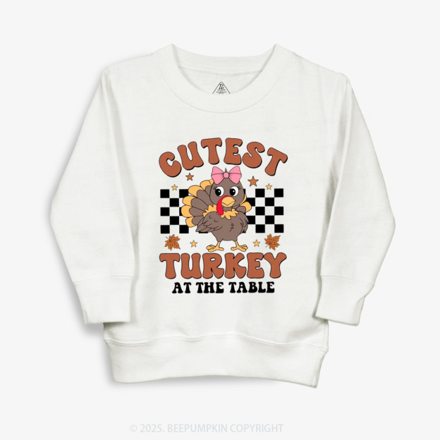 Coolest Turkey At The Table Thanksgiving Kid's Sweatshirt