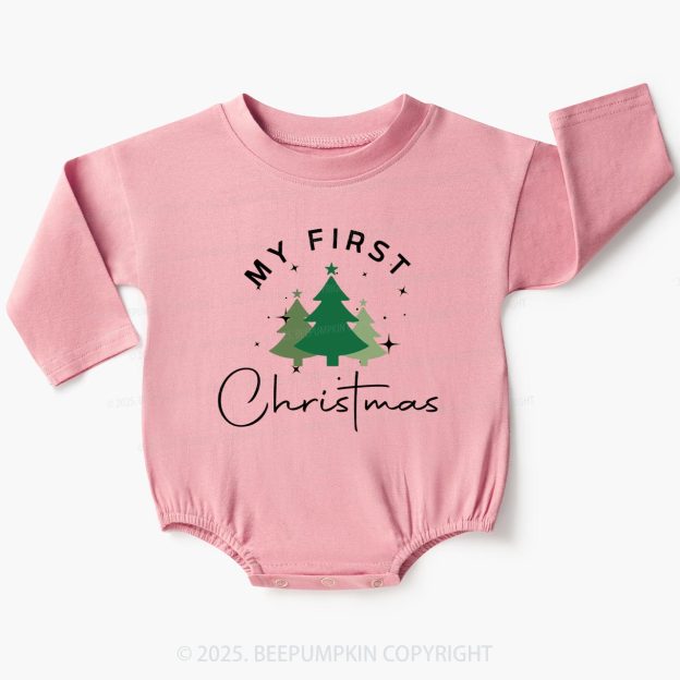 My First Christmas Holiday Baby Bubble Romper Beepumpkin