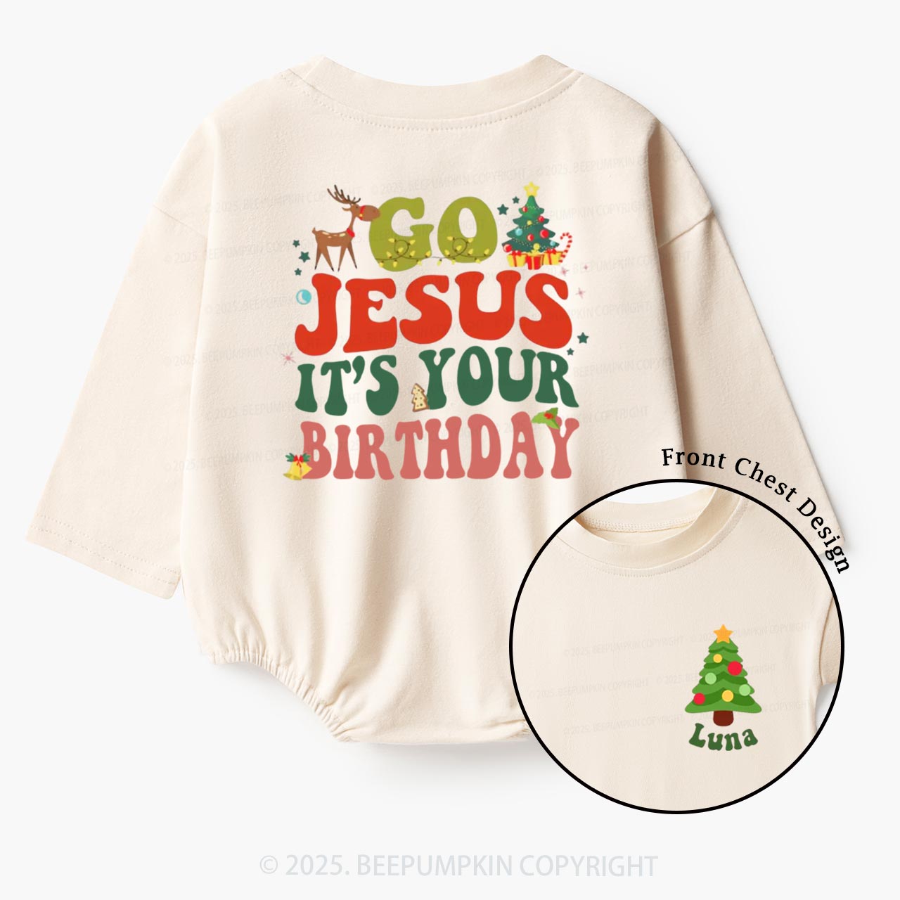 Personalized Go Jesus It's Your Birthday Baby Bubble Romper Beepumpkin
