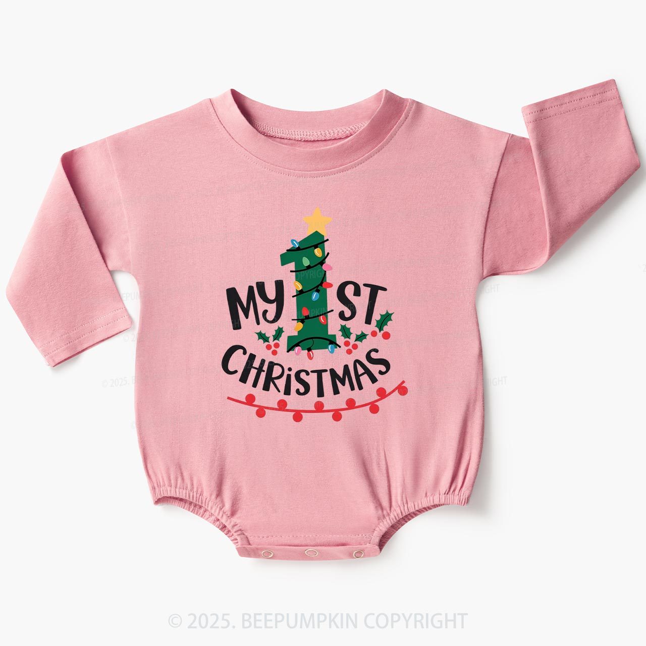 Holly Jolly 1st Christmas Baby Bubble Romper Beepumpkin