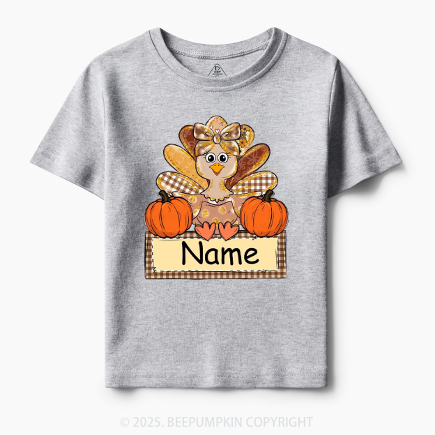 Personalized Fall Turkey Name Thanksgiving Toddler&Kid's Tees Beepumpkin