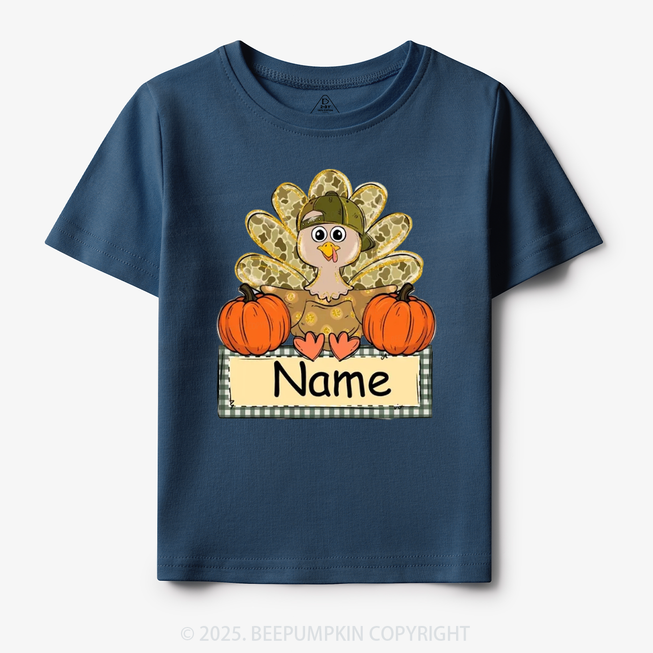 Personalized Fall Turkey Name Thanksgiving Toddler&Kid's Tees Beepumpkin