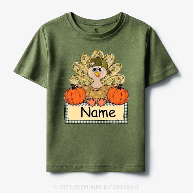 Personalized Fall Turkey Name Thanksgiving Toddler&Kid's Tees Beepumpkin