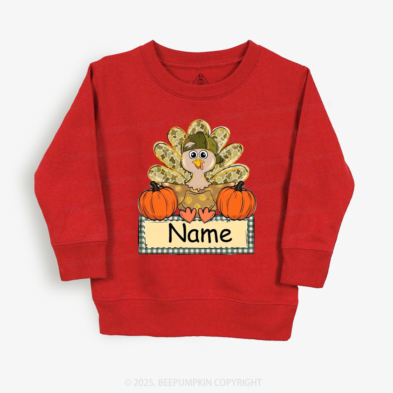 Personalized Fall Turkey Name Thanksgiving Kid's Sweatshirt