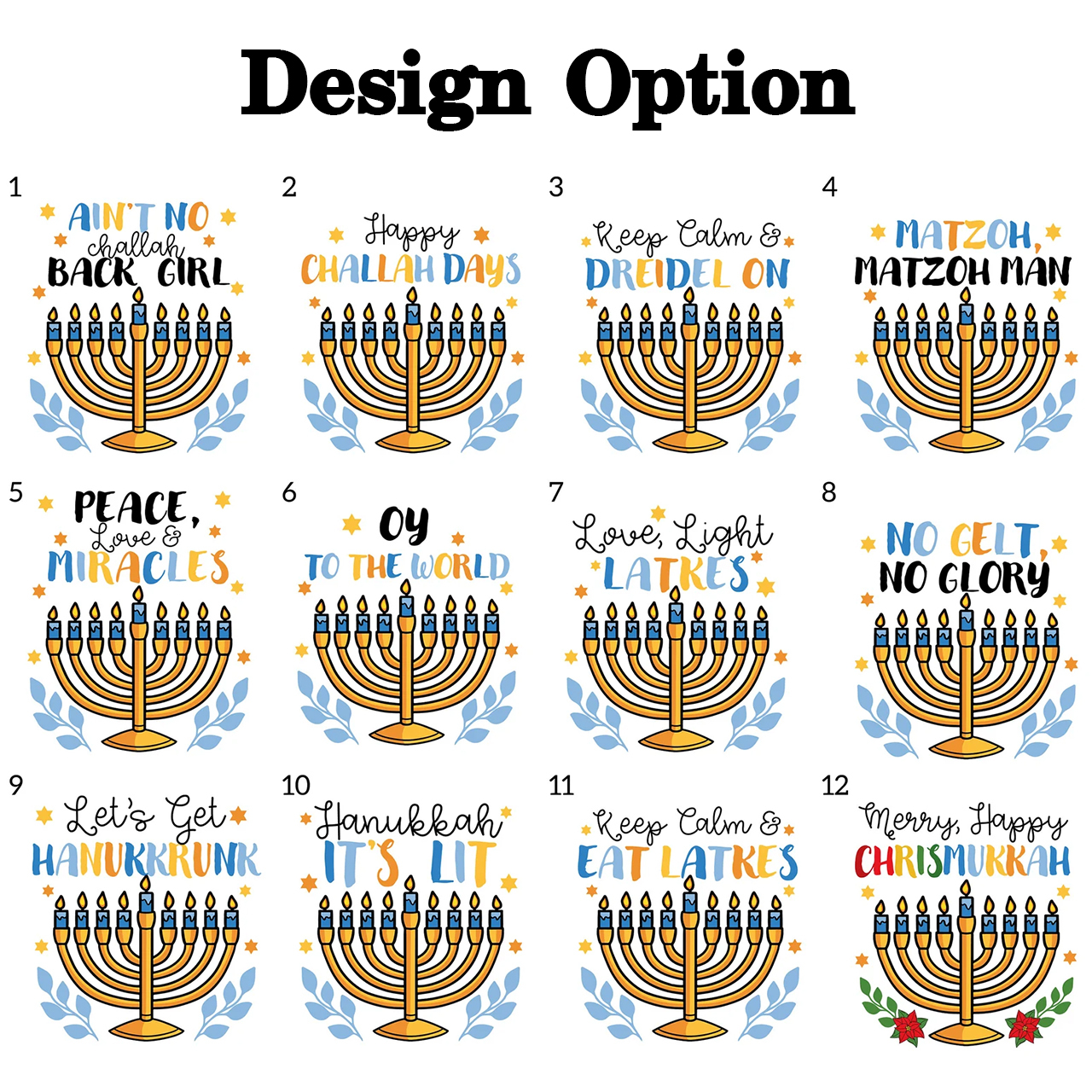 Personalized Happy Hanukkah Matching Blue Pajamas Beepumpkin