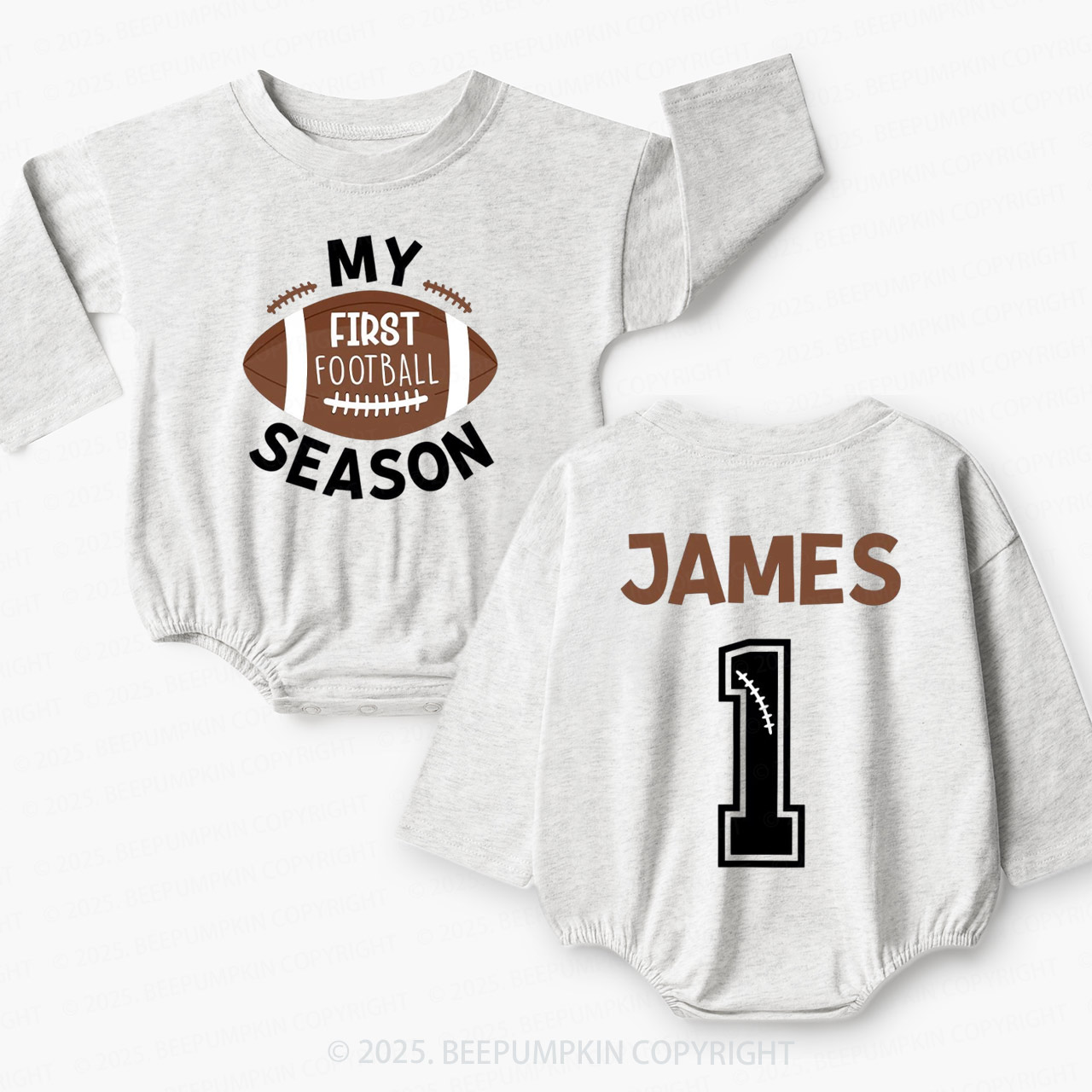 Personalized My First Football Season Baby Bubble Romper Beepumpkin