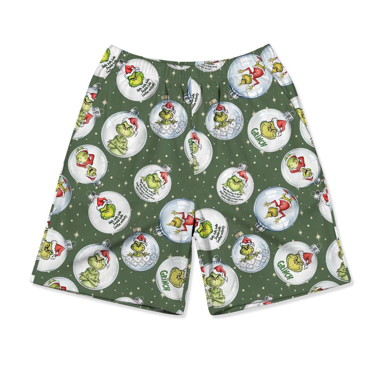 The Green Grumpy Baubles All-Over Print Short Family Matching Pajama Sets
