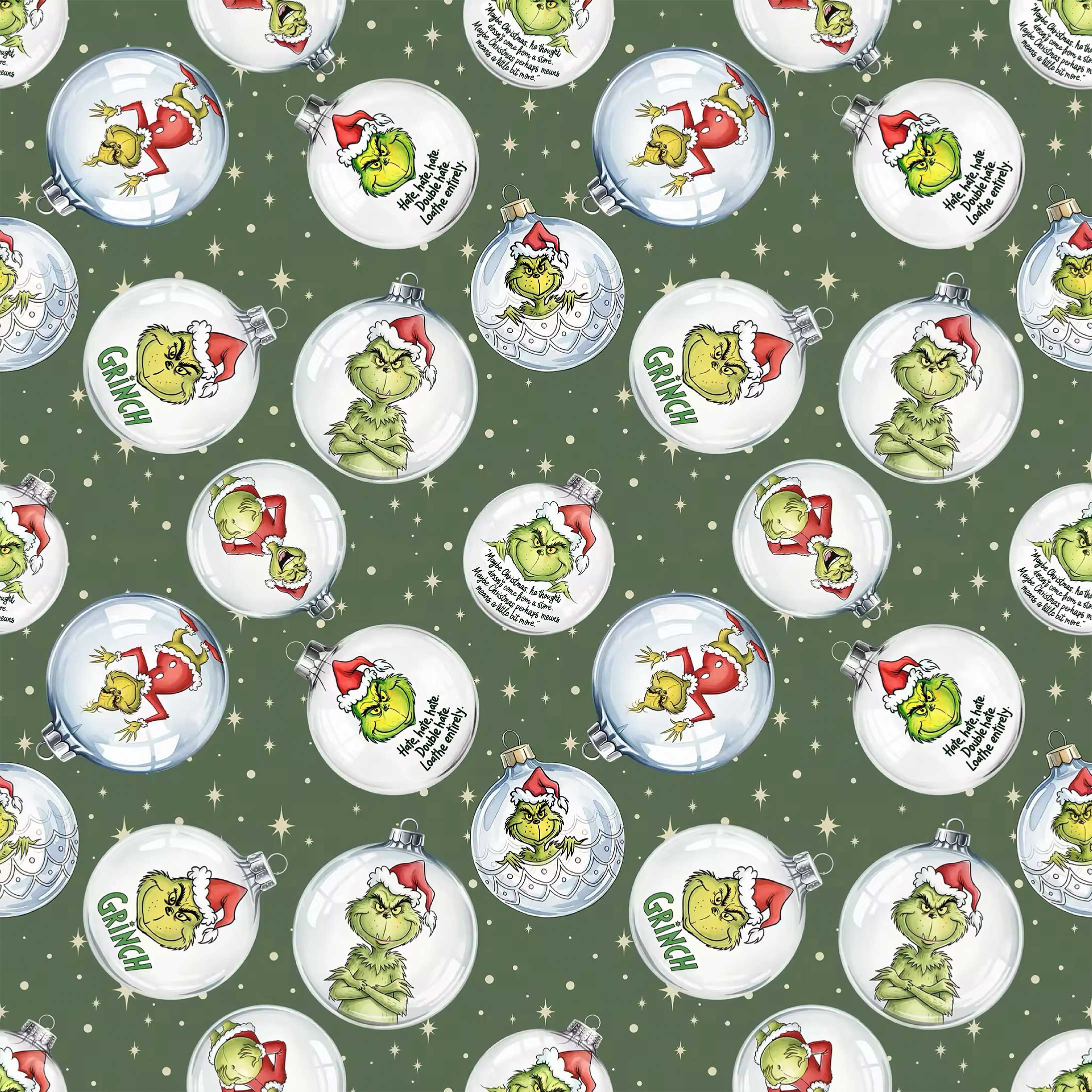 The Green Grumpy Baubles All-Over Print Short Family Matching Pajama Sets