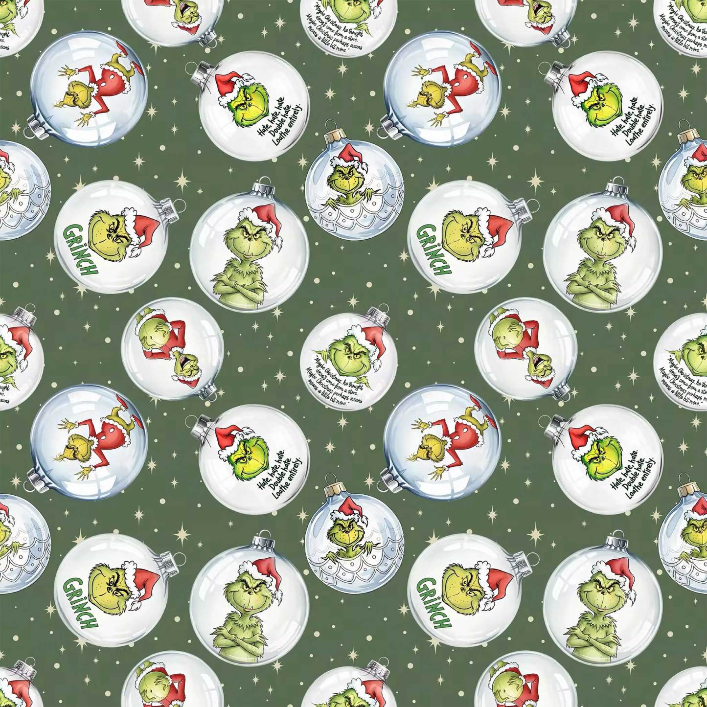 The Green Grumpy Baubles All-Over Print Short Family Matching Pajama Sets
