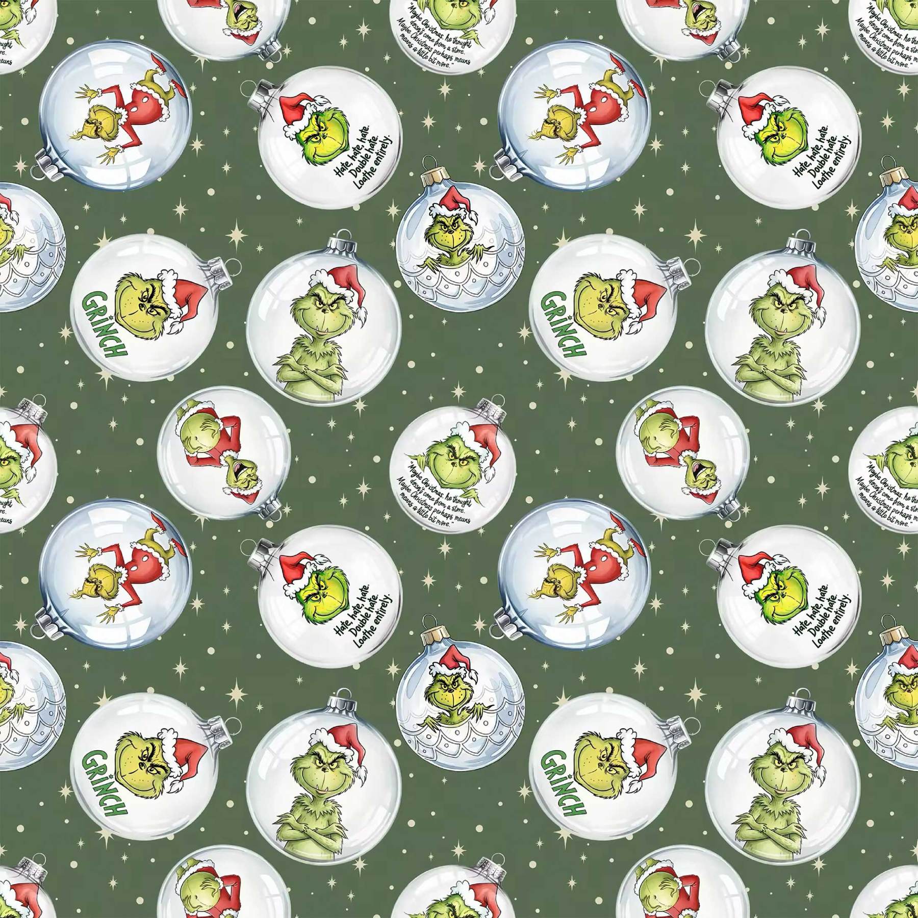 The Green Grumpy Baubles All-Over Print Short Family Matching Pajama Sets