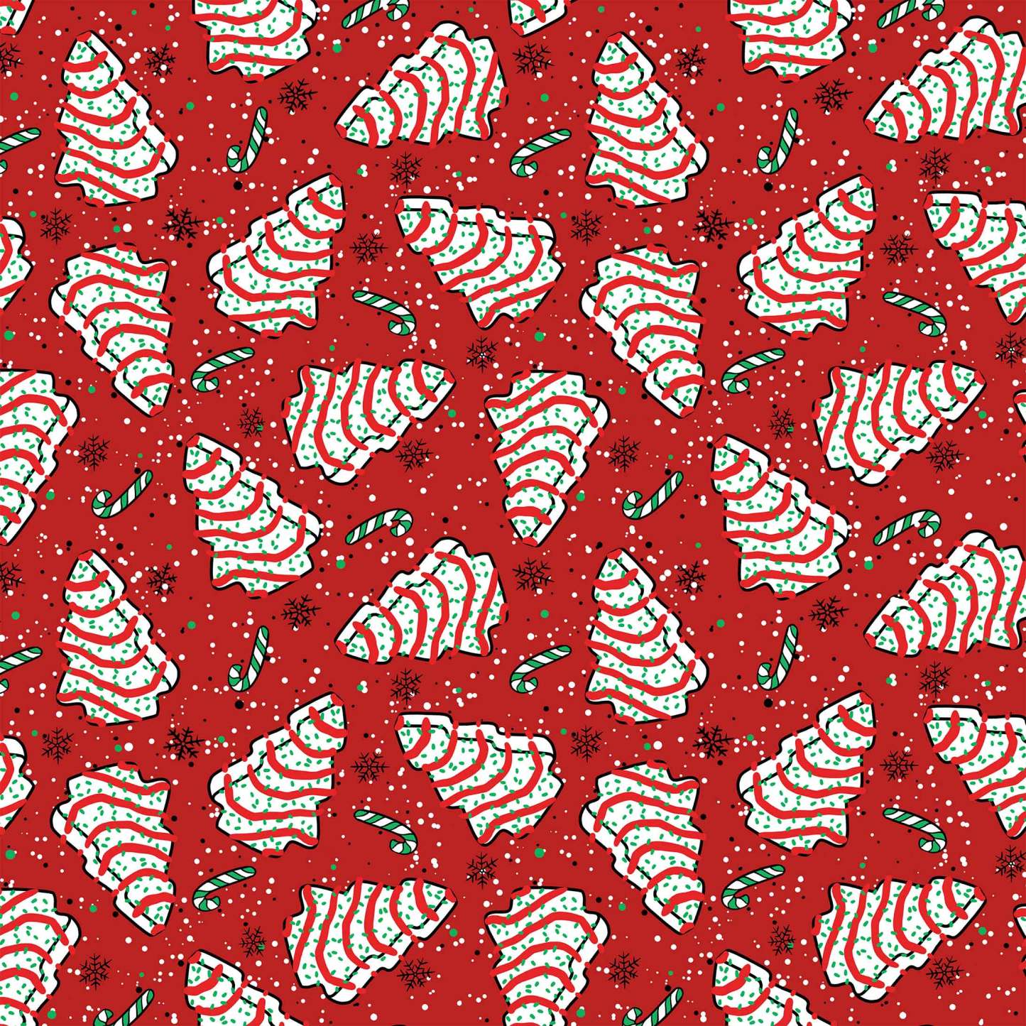 Red Christmas Tree Cakes All-Over Print Short Family Matching Pajama Sets