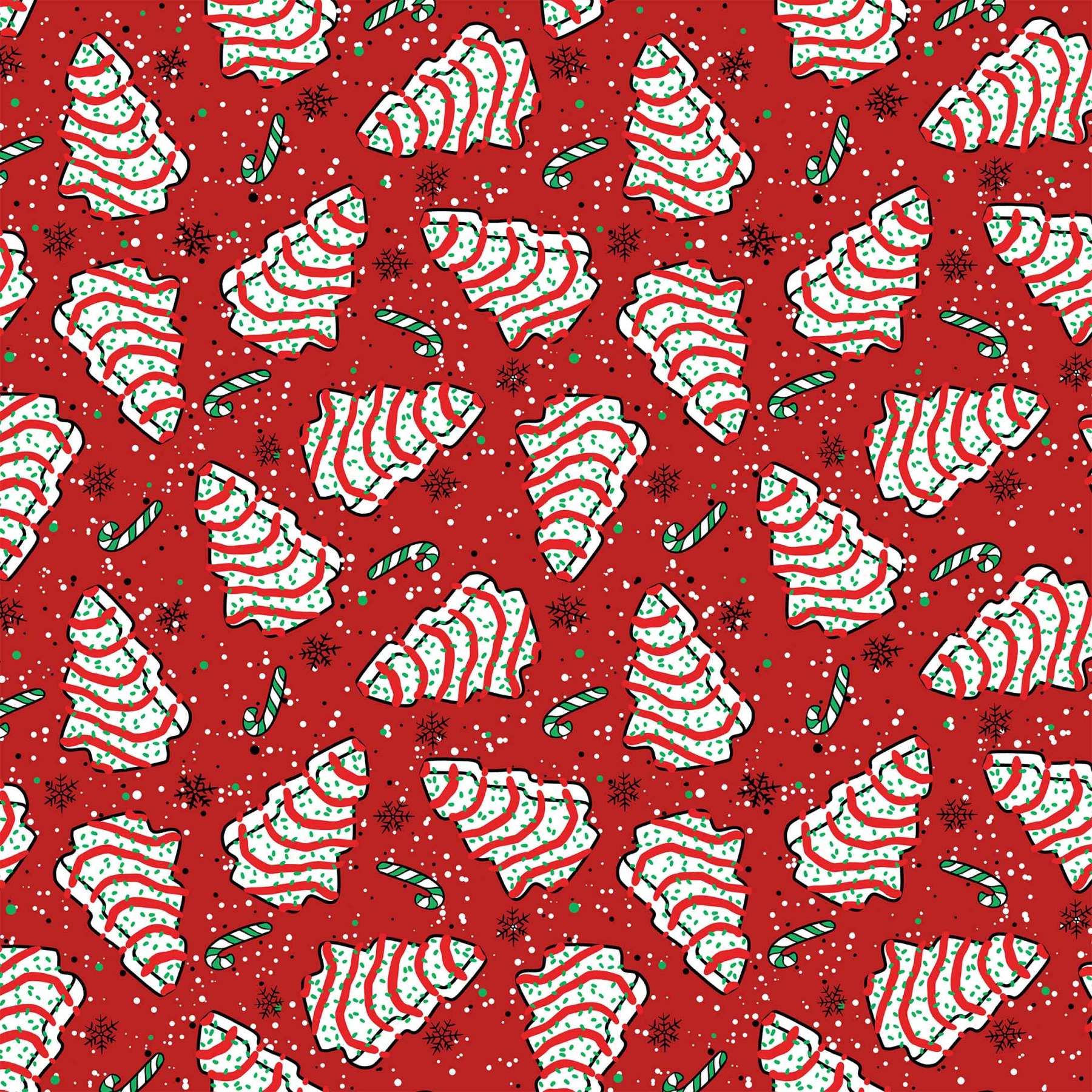 Red Christmas Tree Cakes All-Over Print Short Family Matching Pajama Sets