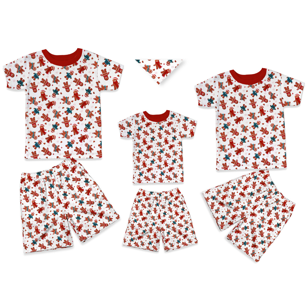Gingerbread Man Christmas All-Over Print Short Family Matching Pajama