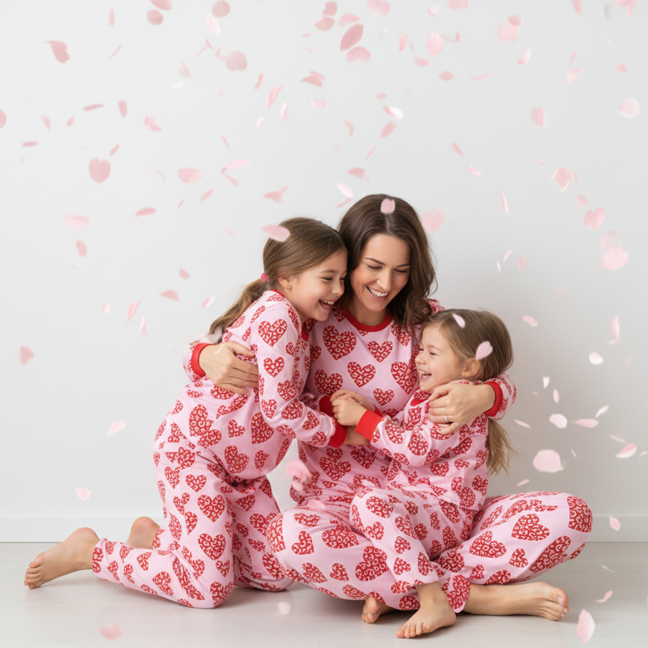 Red Leopard Print Heart Mom&Me All-Over Print Matching Pajama Sets