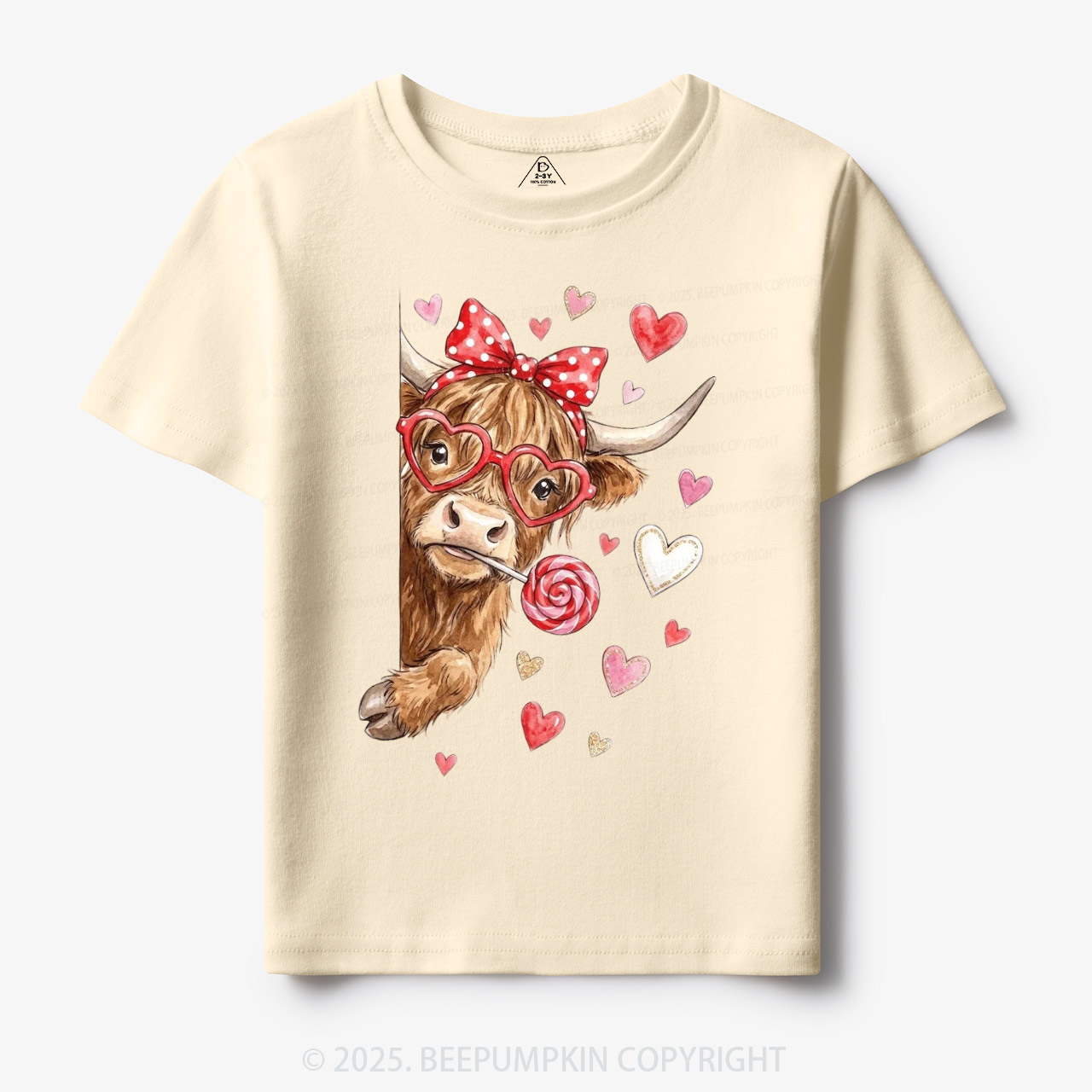 Valentine Highland Cow Toddler&Kid's Tees Beepumpkin