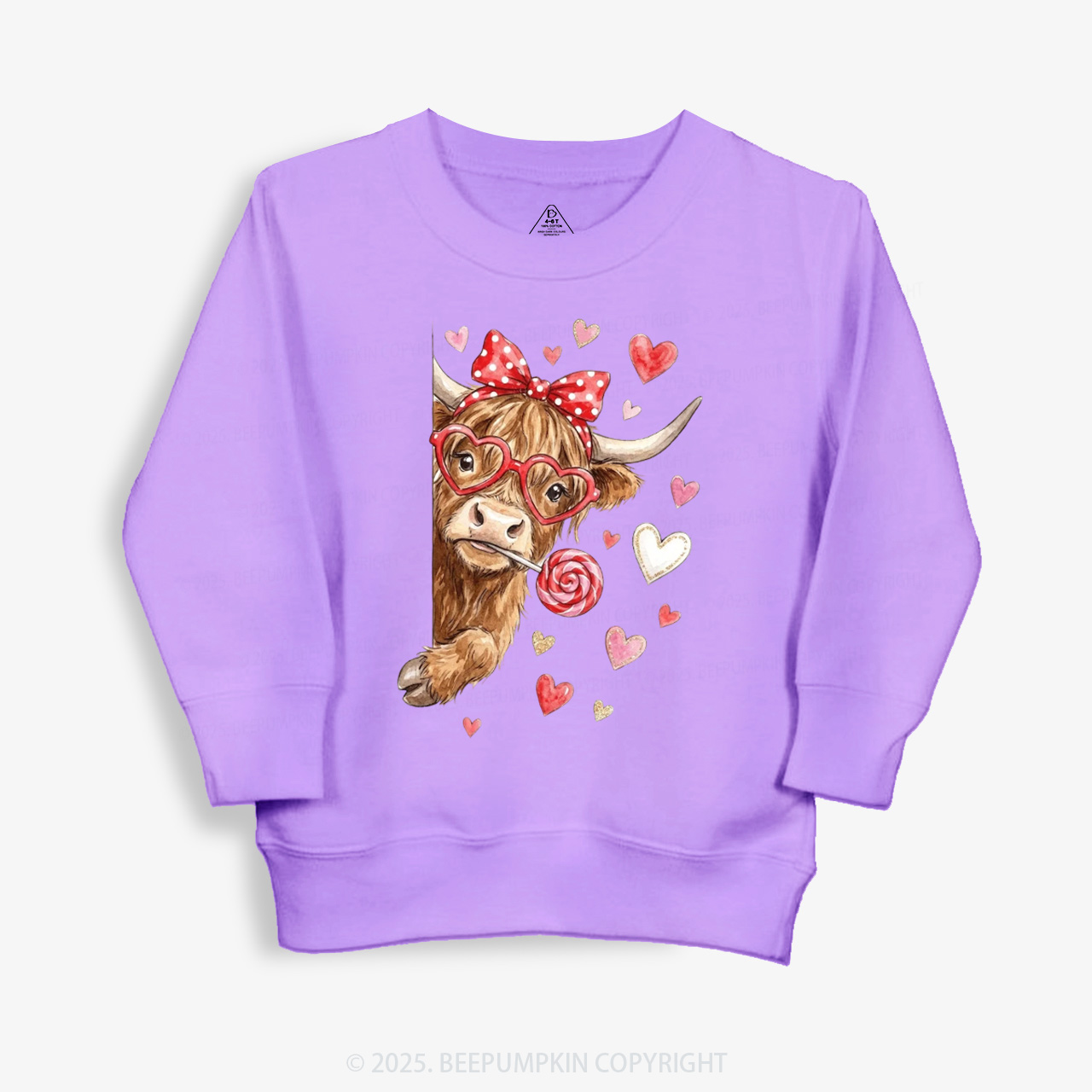Valentine Highland Cow Kid's Sweatshirt