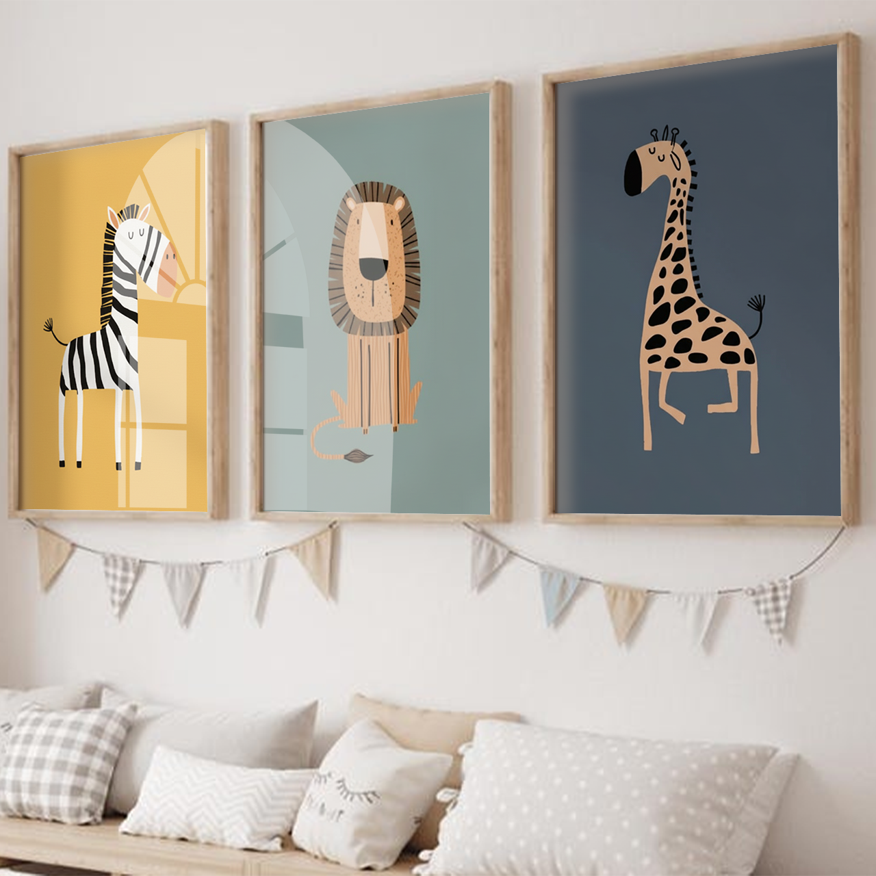 Safari Animal Boho Jungle Digital Nursery Wall Art