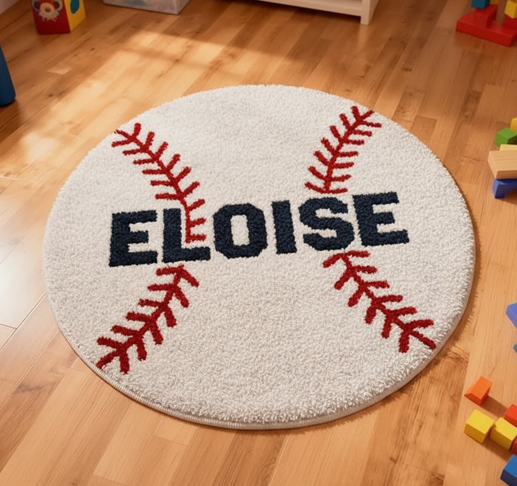Personalized Baseball Faux Sherpa Rug