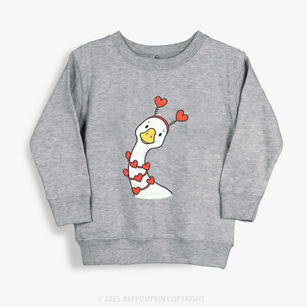 Pink Bow Preppy Goose Valentine Kid's Sweatshirt