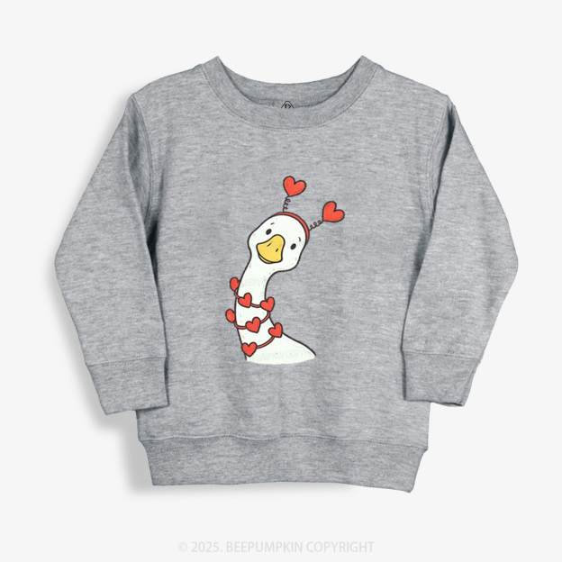 Pink Bow Preppy Goose Valentine Kid's Sweatshirt