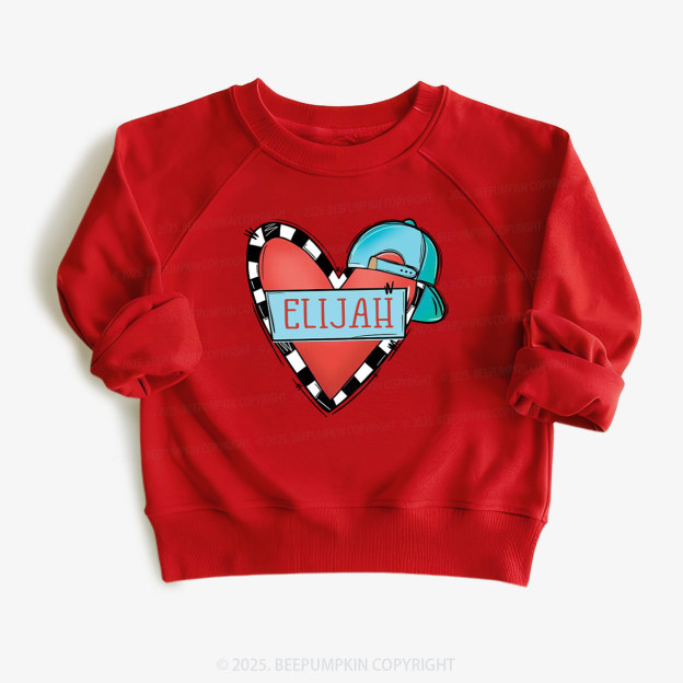Personalized Cool Heart Valentine Kid's Sweatshirt