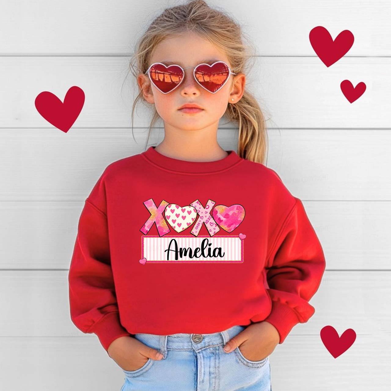 Personalized Xoxo Name Valentine Kid's Sweatshirt