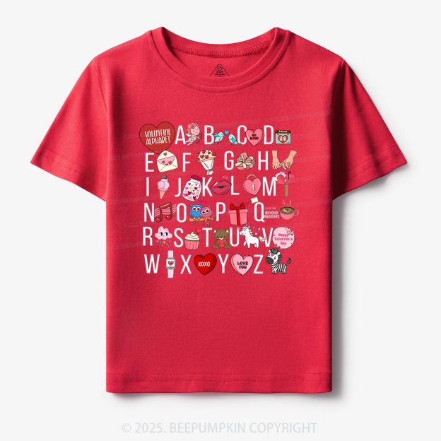 Valentine Alphabet Toddler&Kid's Tees Beepumpkin