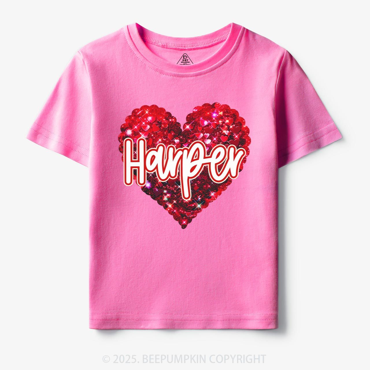 Personalized Sparkling Heart Name Toddler&Kid's Tees Beepumpkin