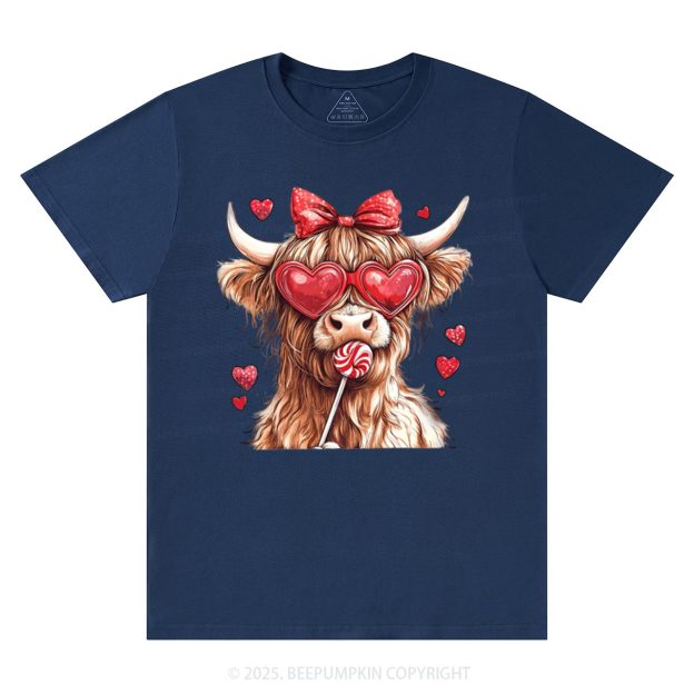 Highland Cow Valentine's Day T-Shirts Beepumpkin
