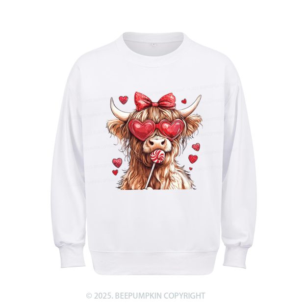 Highland Cow Valentine's Day Aldult Sweatshirt