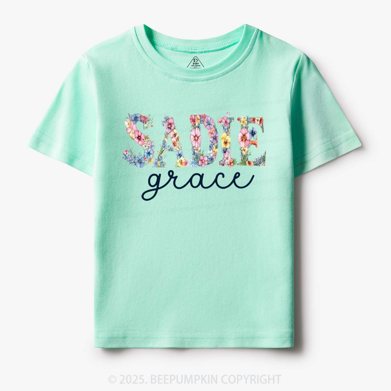 Personalized Floral Name Toddler&Kid's Tees Beepumpkin