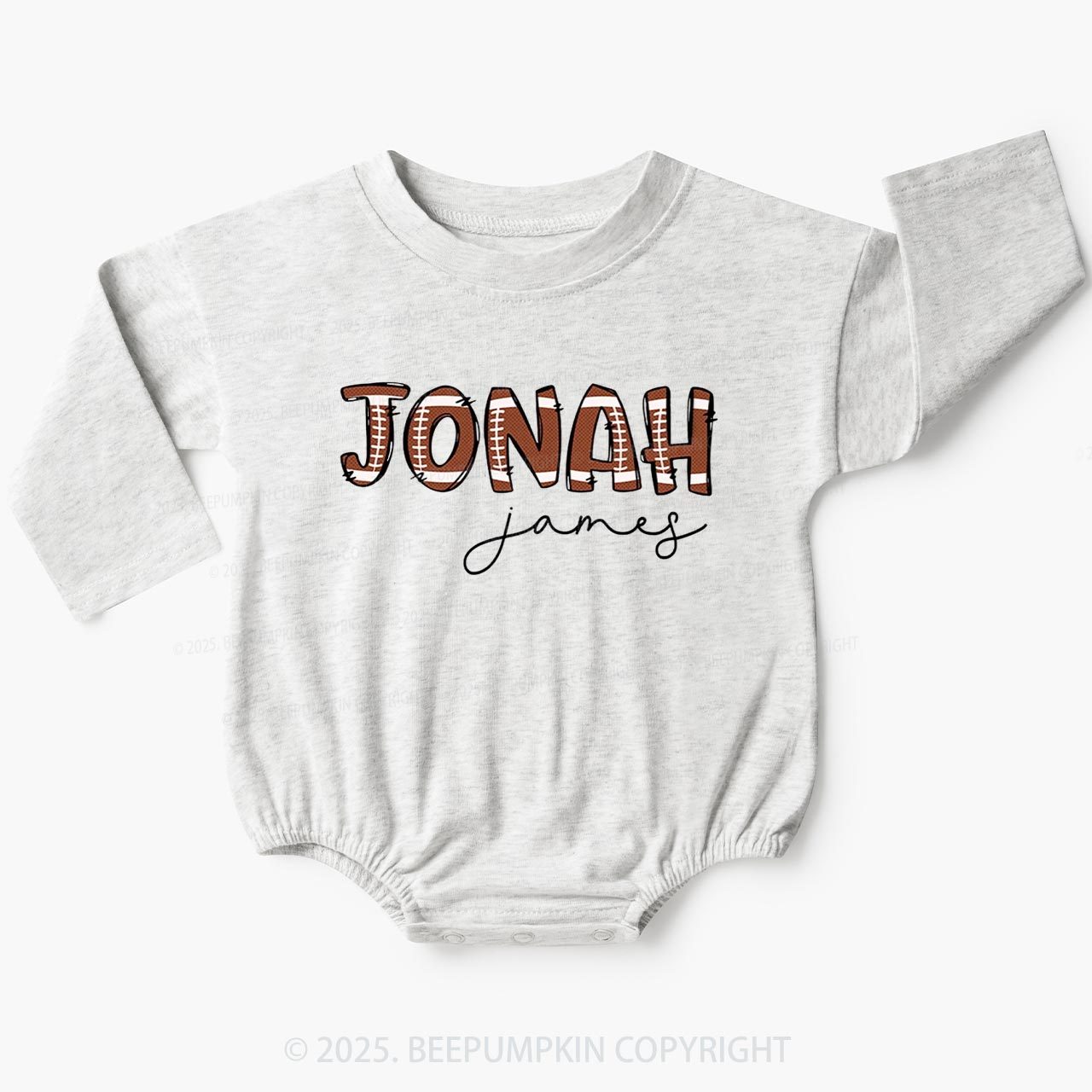 Personalized Football Name Baby Bubble Romper Beepumpkin