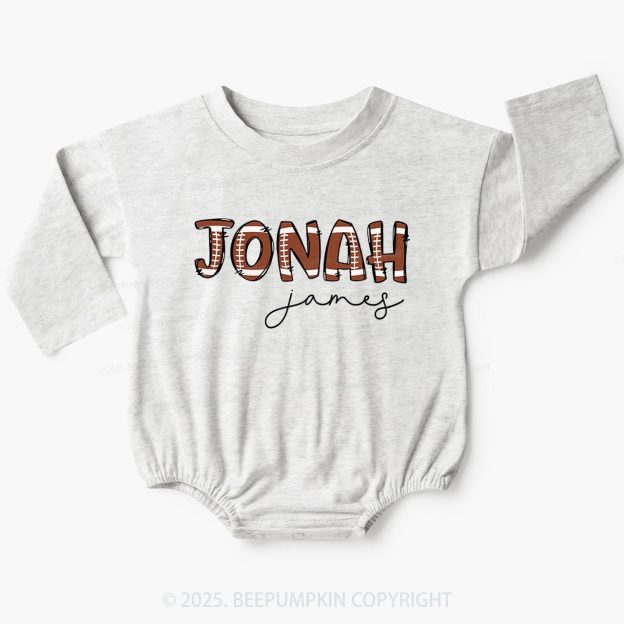 Personalized Football Name Baby Bubble Romper Beepumpkin