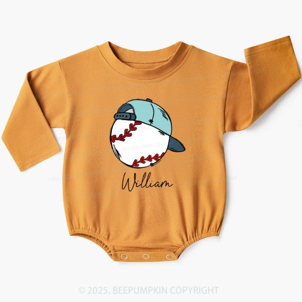 Personalized Boy Baseball Name Baby Bubble Romper Beepumpkin