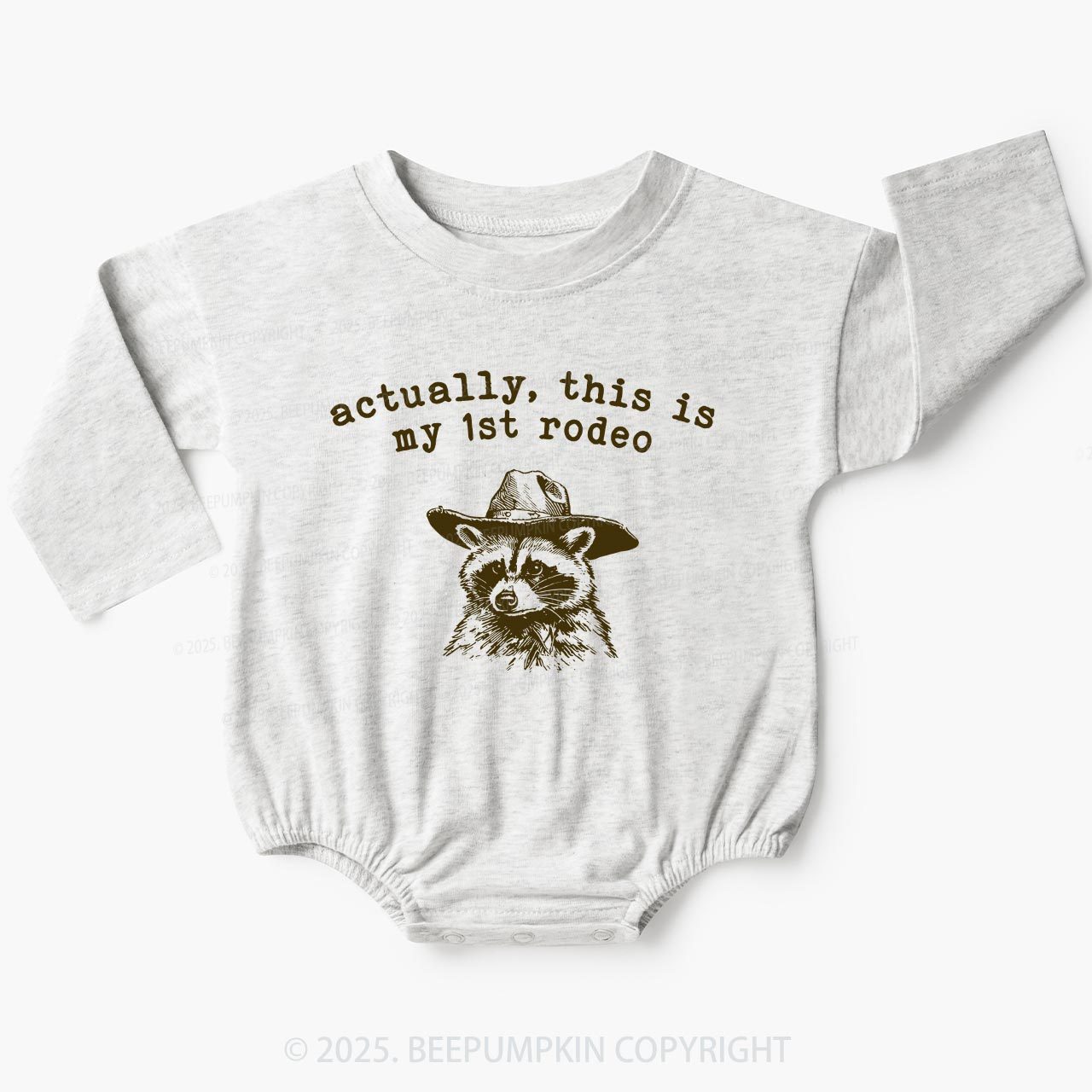 Raccoon My first Rodeo Birthday Baby Bubble Romper Beepumpkin