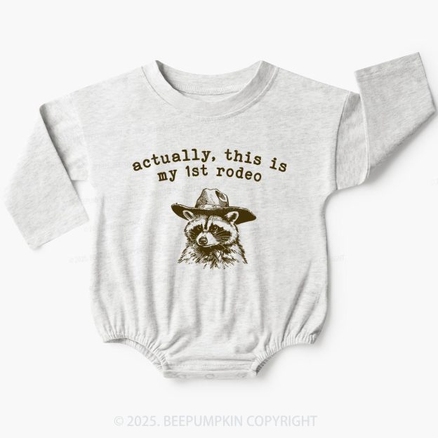 Raccoon My first Rodeo Birthday Baby Bubble Romper Beepumpkin
