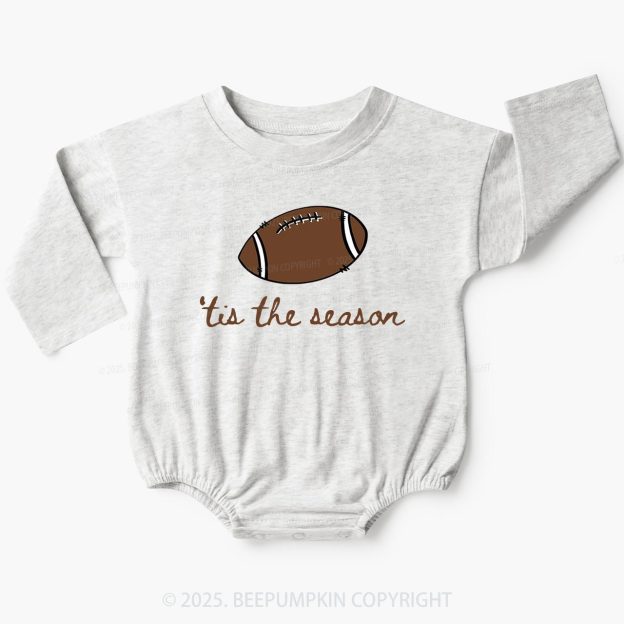 Tis The Season Football Baby Bubble Romper Beepumpkin