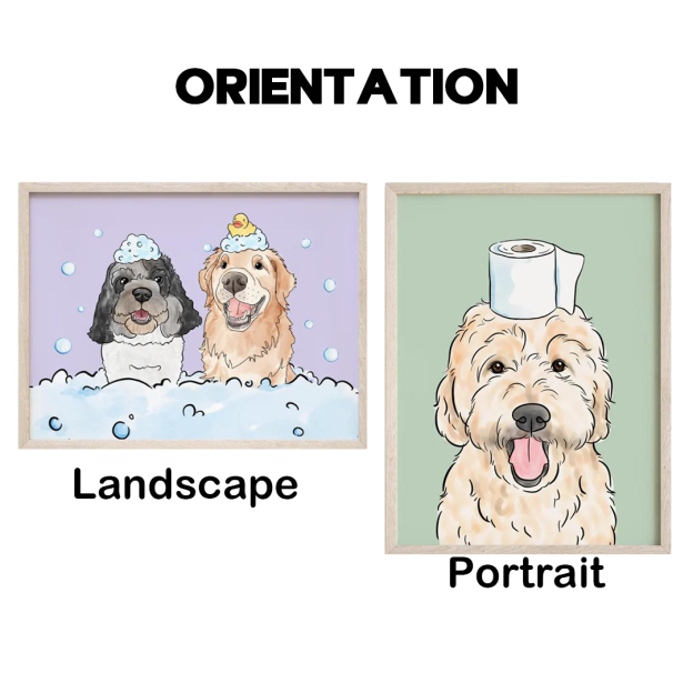 Personalized Funny Pet Portrait Bathroom Digital Nursery Wall Art