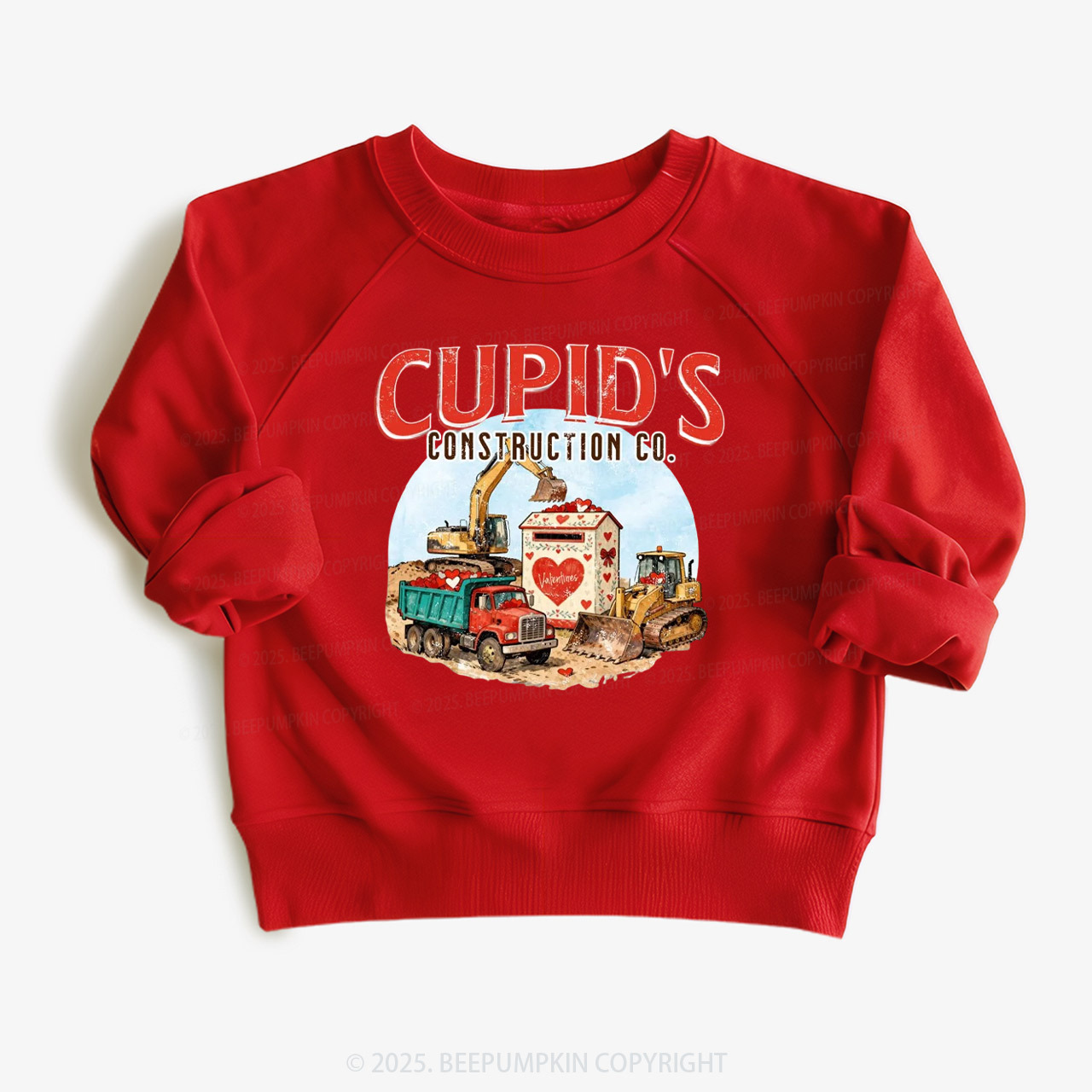 Construction Trucks Valentine's Day Kid's Sweatshirt