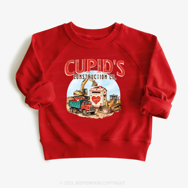 Construction Trucks Valentine's Day Kid's Sweatshirt