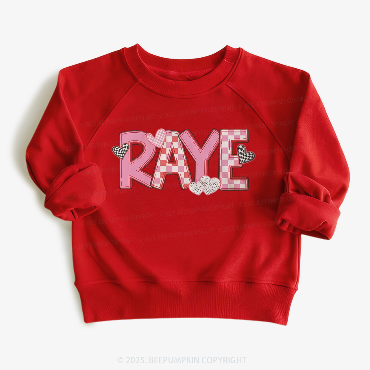 Personalized Heart Check Name Valentine's Day Kid's Sweatshirt