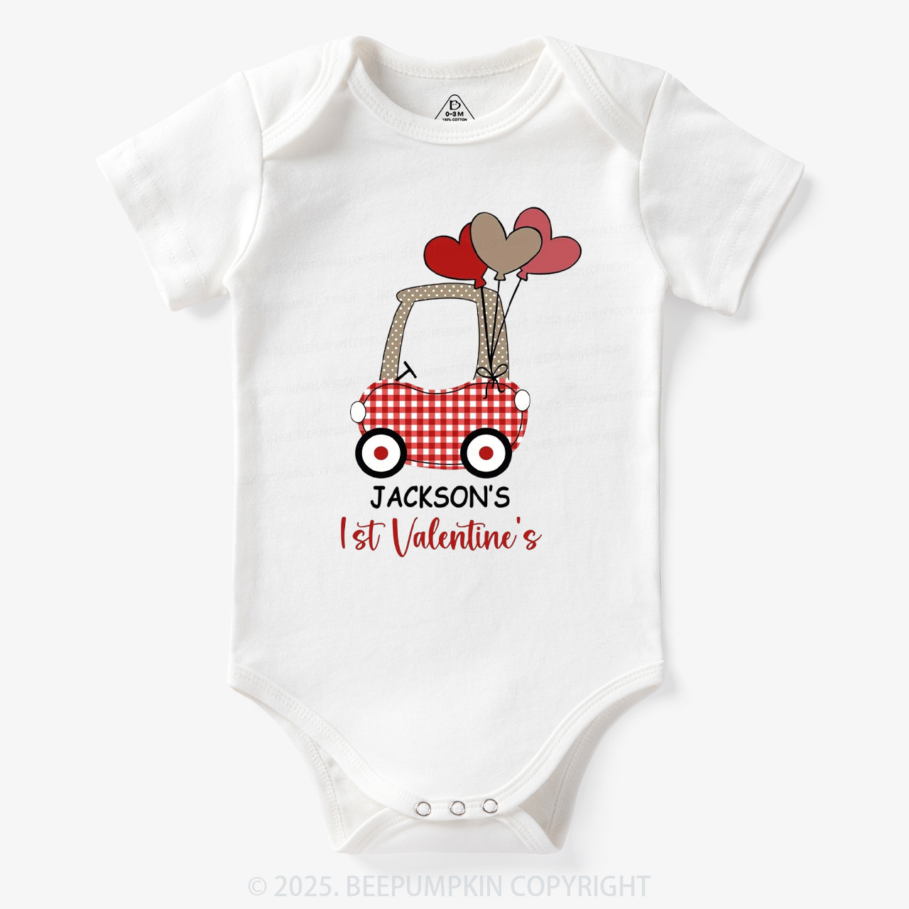 Personalized Car My First Valentine's Day Bodysuit Beepumpkin
