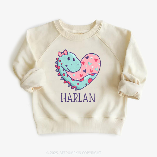 Personalized Dinosaur Valentine's Day Kid's Sweatshirt