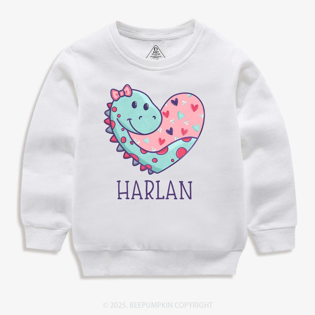 Personalized Dinosaur Valentine's Day Kid's Sweatshirt