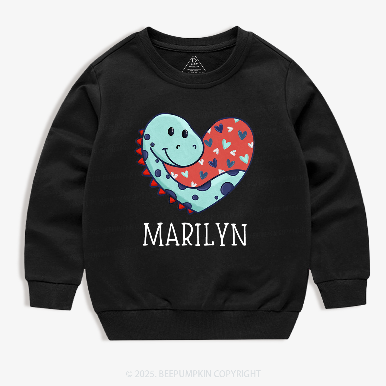 Personalized Dinosaur Valentine's Day Kid's Sweatshirt