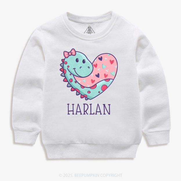 Personalized Dinosaur Valentine's Day Kid's Sweatshirt