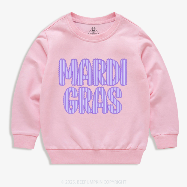 Purple Seersucker Mardi Gras Kid's Sweatshirt