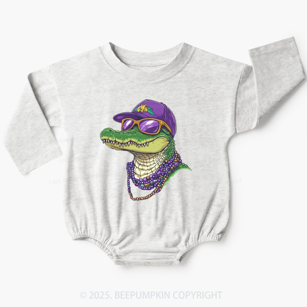 Alligator Mardi Gras Baby Bubble Romper Beepumpkin