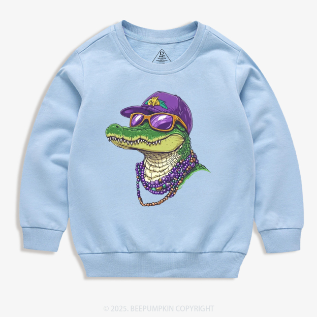 Alligator Mardi Gras Kid's Sweatshirt