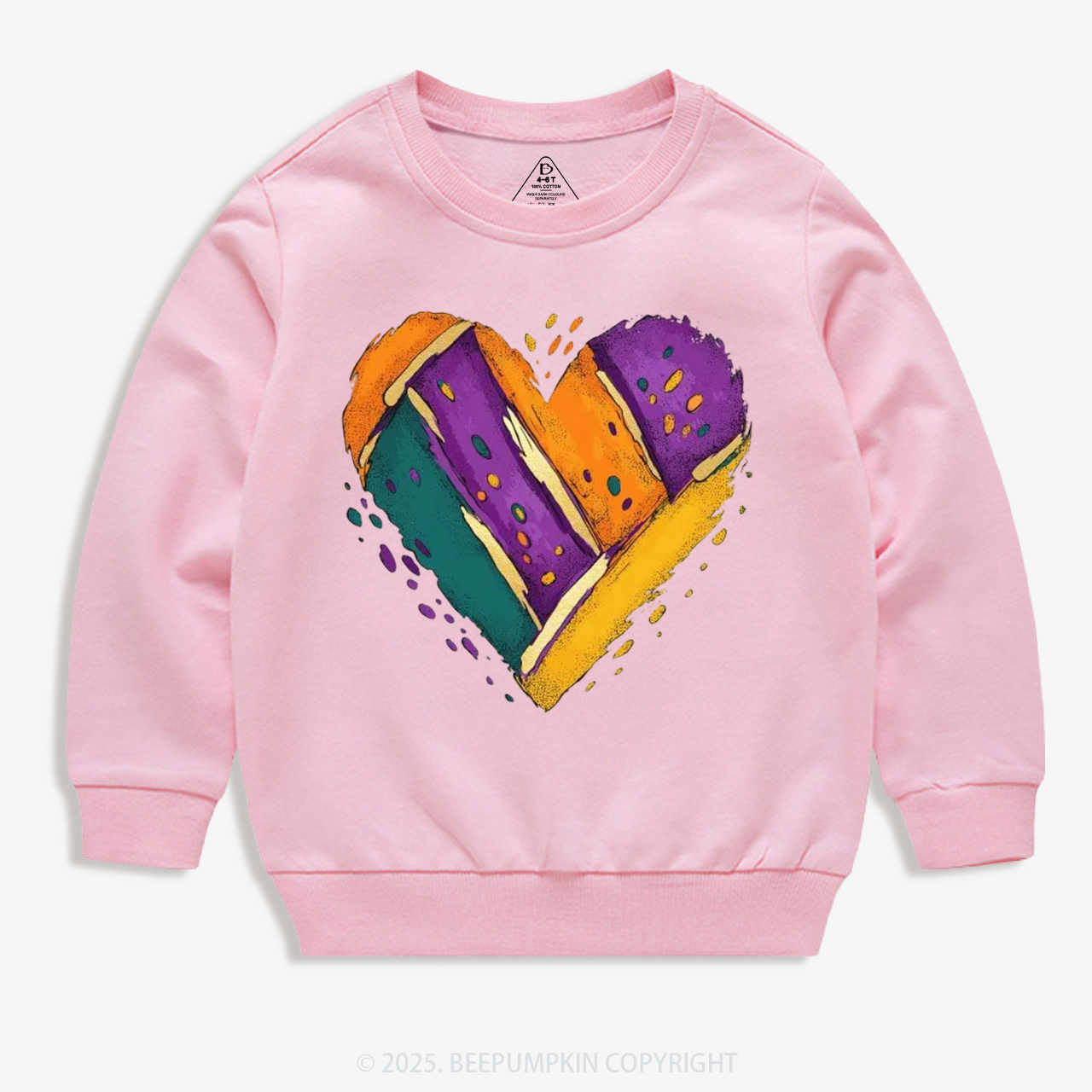 Mardi Gras Heart Kid's Sweatshirt